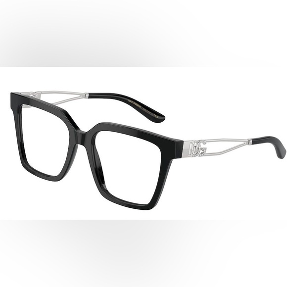 NEW DOLCE&GABBANA SQUARE EYEGLASSES DG3376B 501 BLACK SILVER CLEAR EYEWEAR - Picture 1 of 4